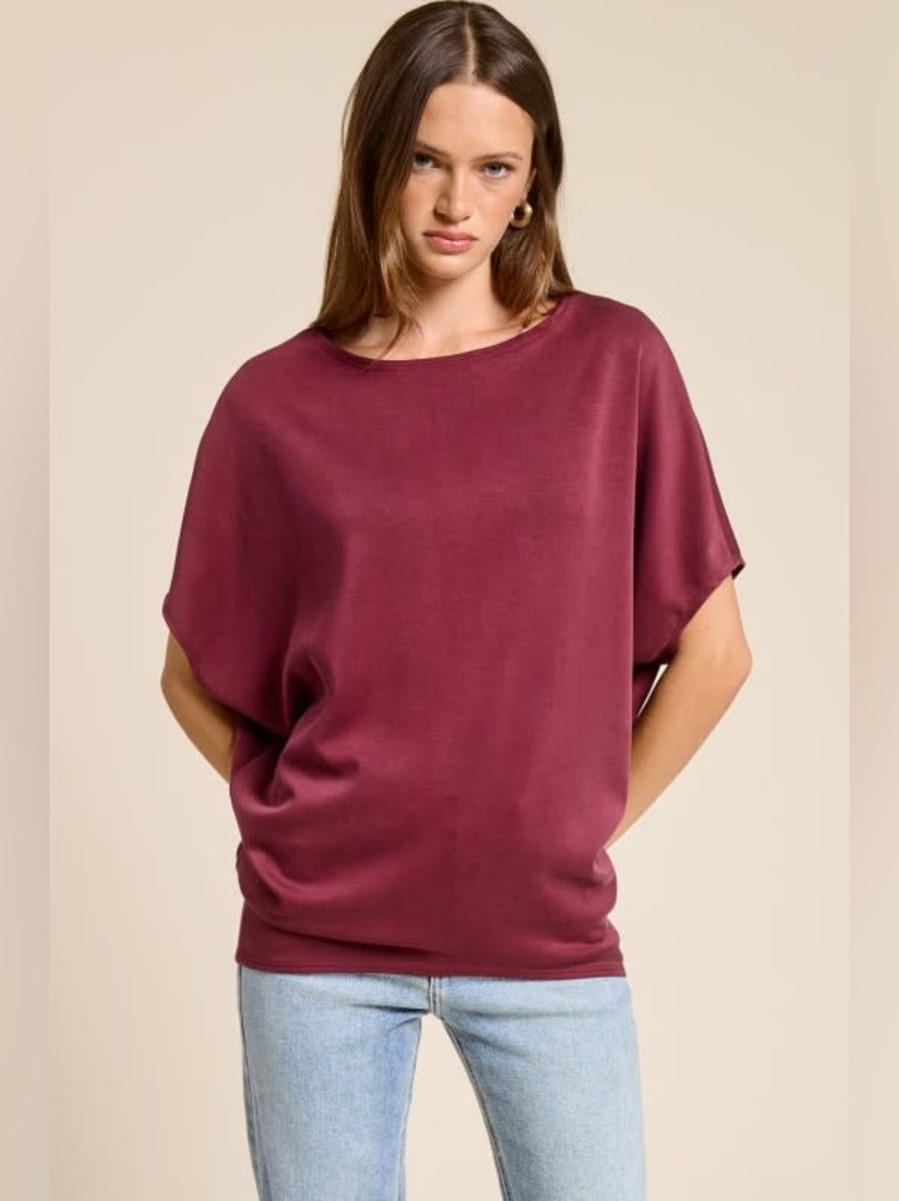 Short Sleeve Scuba Dolman Top